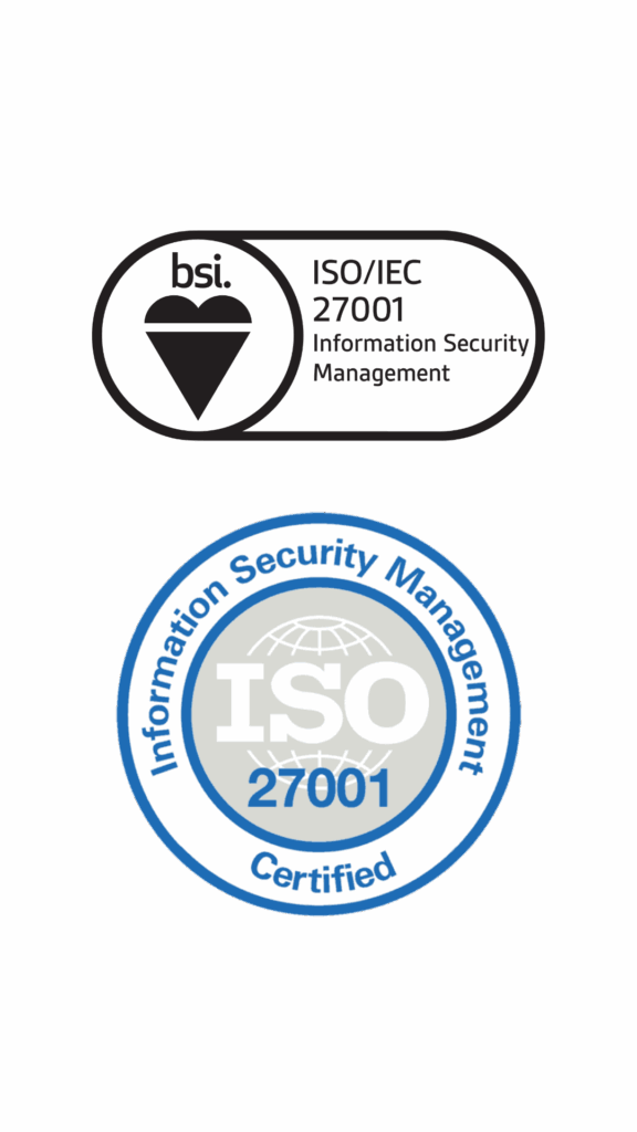 An image of ISO 27001 Logo and ISO 27001 Certified logo