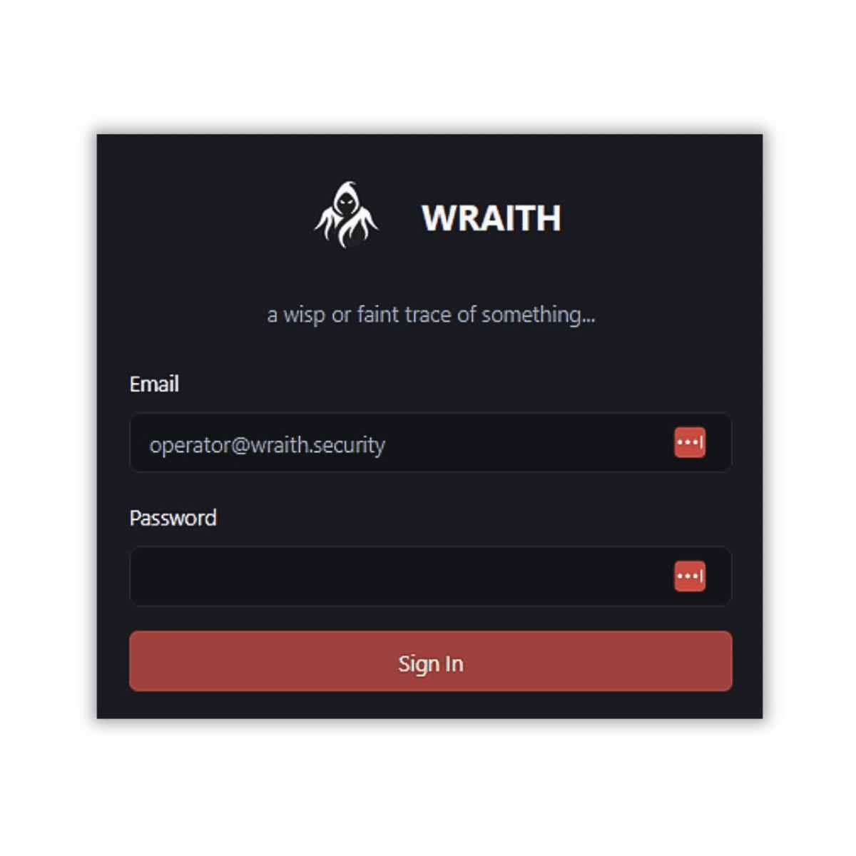 The Wraith login page screenshot